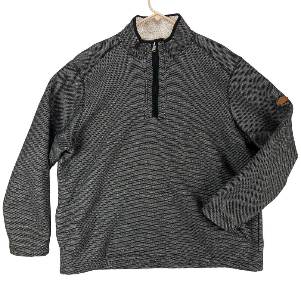 Orvis Sherpa Lined Fleece Pullover Mens 2XL Relaxed Fit Sweater Gray Heavyweight